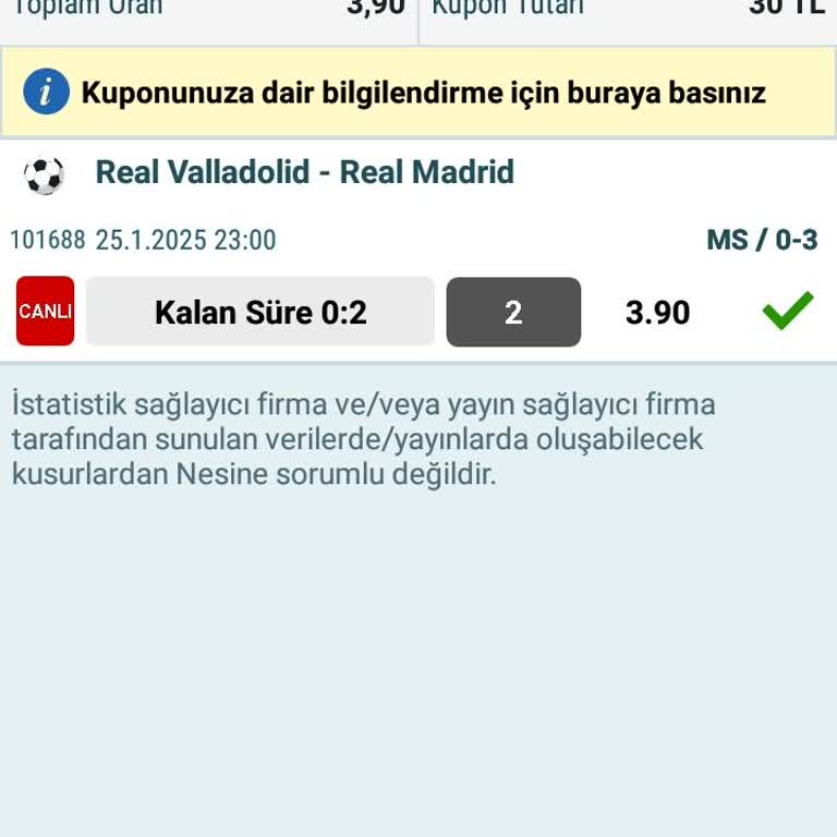 Kazanan Kuponun Ödemesi Yapılmadı