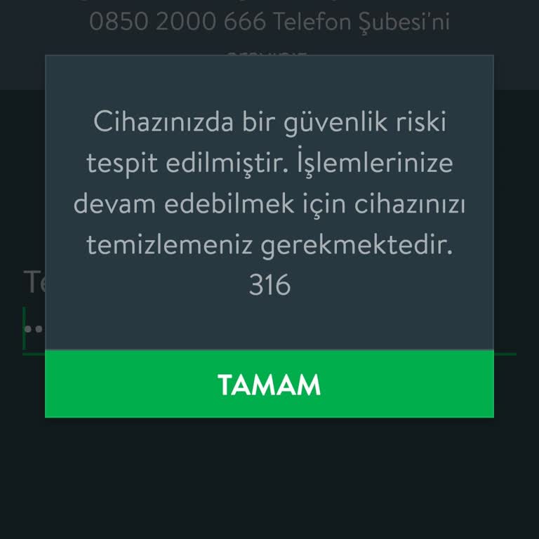 TEB Mobil Uygulamasında Sürekli 316 Hatası