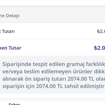 Getir Çarşı'dan Sipariş Teslim Edilmedi Ve İade Sorunu