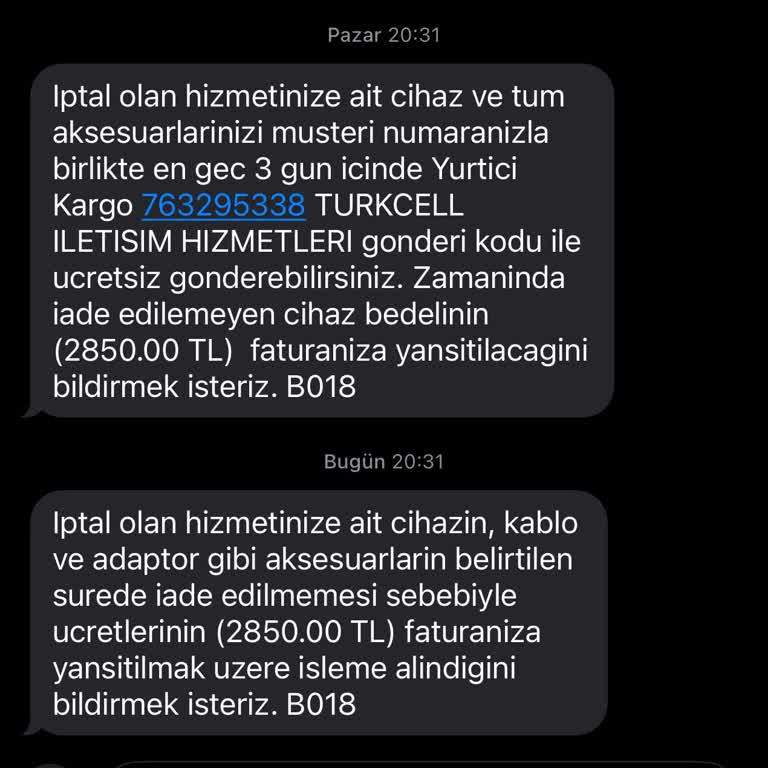 İade Edilen Superbox İçin Yanlış Fatura Mesajı