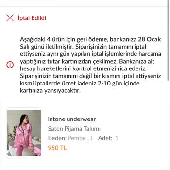 İptal Edilen Ürünlerin İadesi Gerçekleşmedi