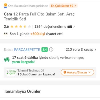 Parcasepette.com Oto Bakım Seti Hayal Kırıklığı!