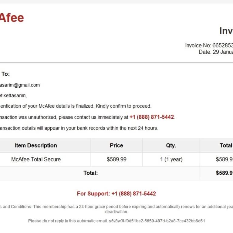 McAfee'den İzinsiz Ödeme Talebi Ve Hukuki Uyarı