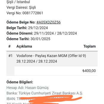 Vodafone Davet Kampanyasında Geciken Ödeme