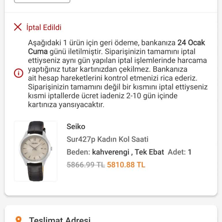 İptal Edilen Siparişin Ücret İadesi Sorunu