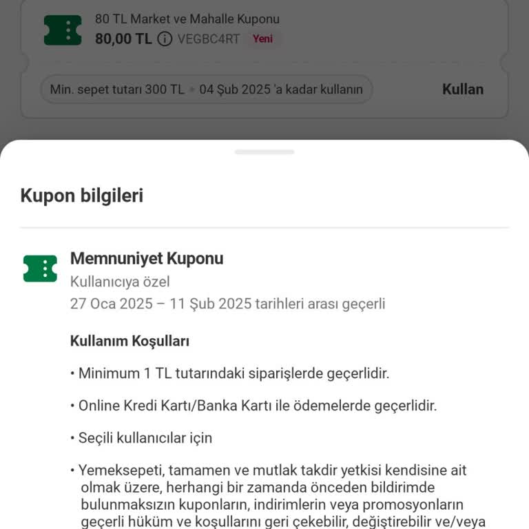 Kullanılamayan Memnuniyet Kuponu Sorunu
