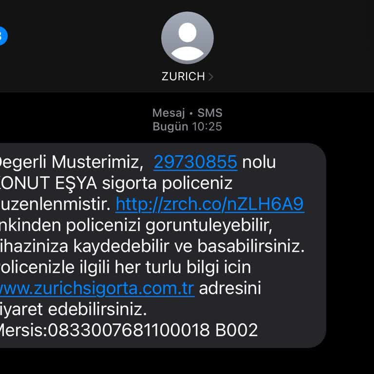 Bilinmeyen Konut Eşya Sigortası Mesajı