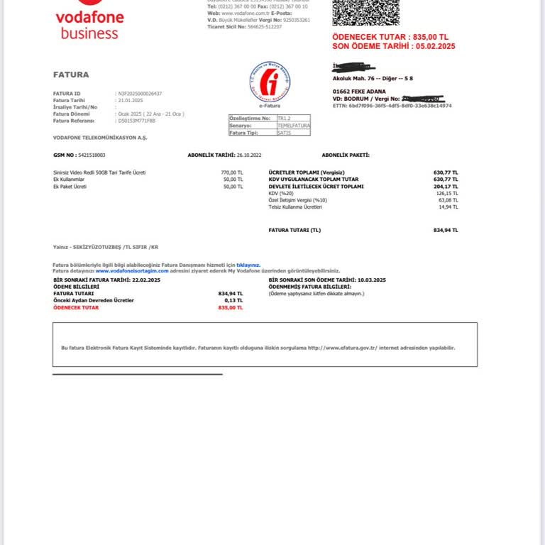 Vodafone'dan Çifte Faturalandırma Şoku