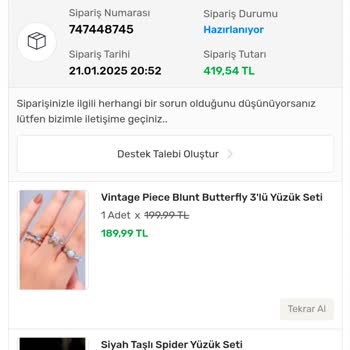 Sipariş Edilen Yüzük Setlerinin Teslim Edilmemesi Ve İletişimsizlik
