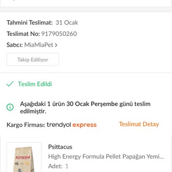 Trendyol Miamia Pet Şikayeti