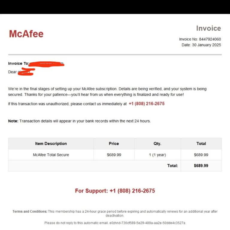 McAfee Üyeliği Olmadan Alınan Ücret