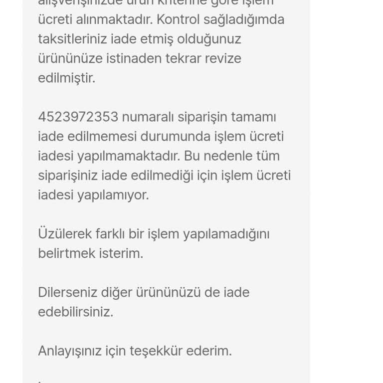 Eksik Ürün Ve Yanlış İade Tutarı Sorunu