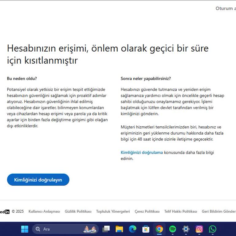 LinkedIn Hesap E-posta Değişikliği Sorunu