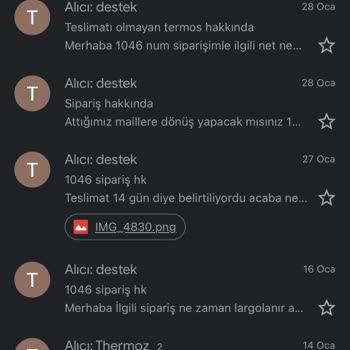 Thermoz Türkiye'den Teslim Edilmeyen Ürün Mağduriyeti
