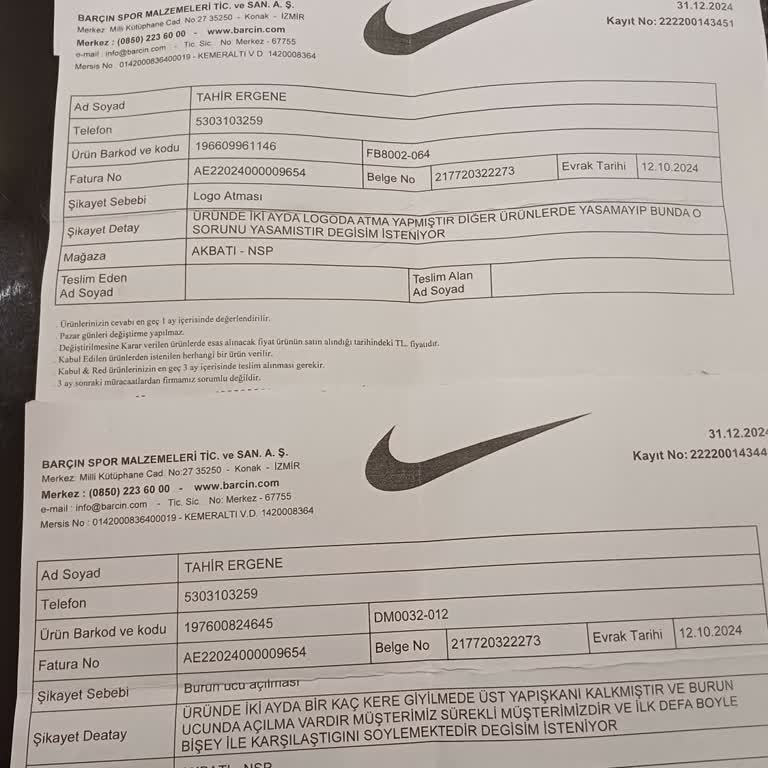 50 Gün İçinde Yıpranan Ürünler Ve Karşılanmayan Değişim Talebi