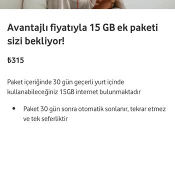 Vodafone Yanımda Uygulaması Üzerinden Alınan Ek Paket Ücret Farkı Sorunu