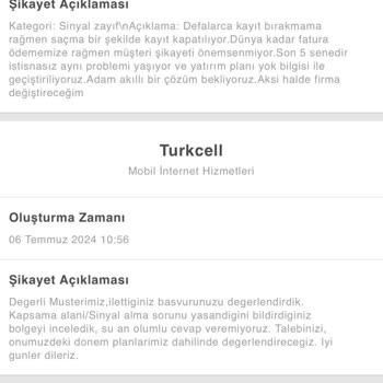Turkcell'in Yetersiz Sinyal Ve Müşteri Hizmetleri Sorunu