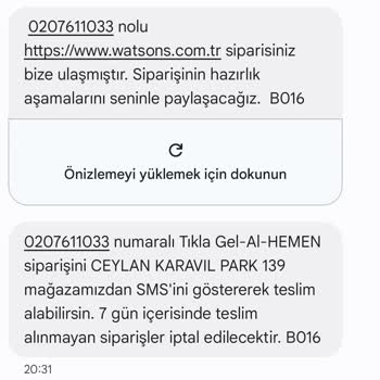 Watsons'da Tıkla Gel Hizmetinde Stok Sorunu Ve Yetersiz Müşteri Hizmeti