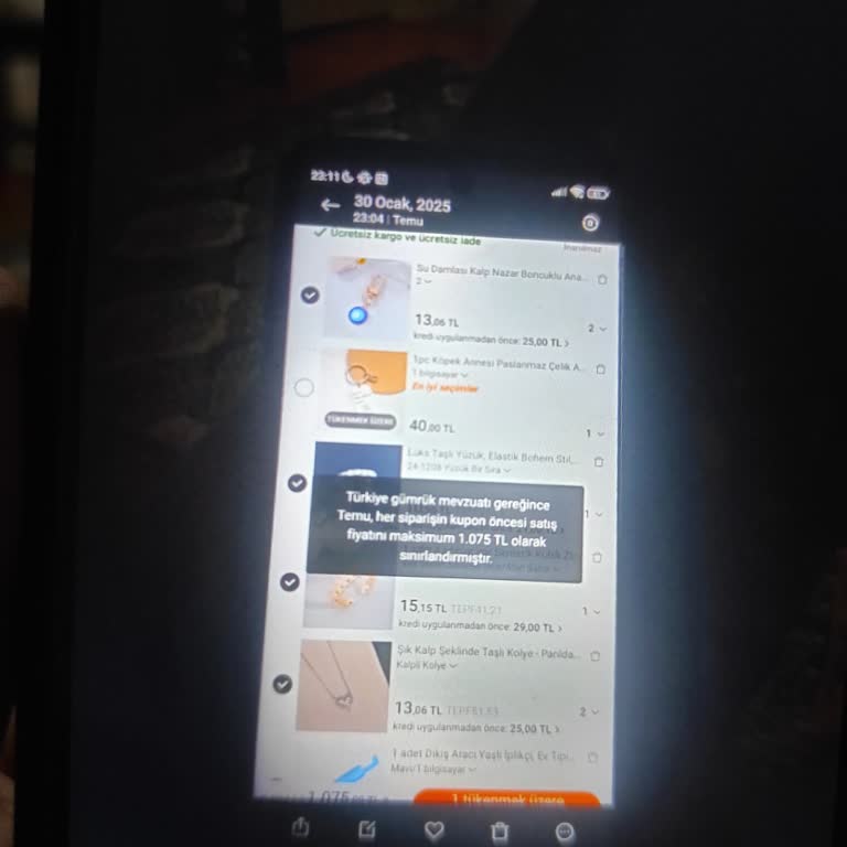 Gümrük Mevzuatı Nedeniyle Sipariş Sınırlaması