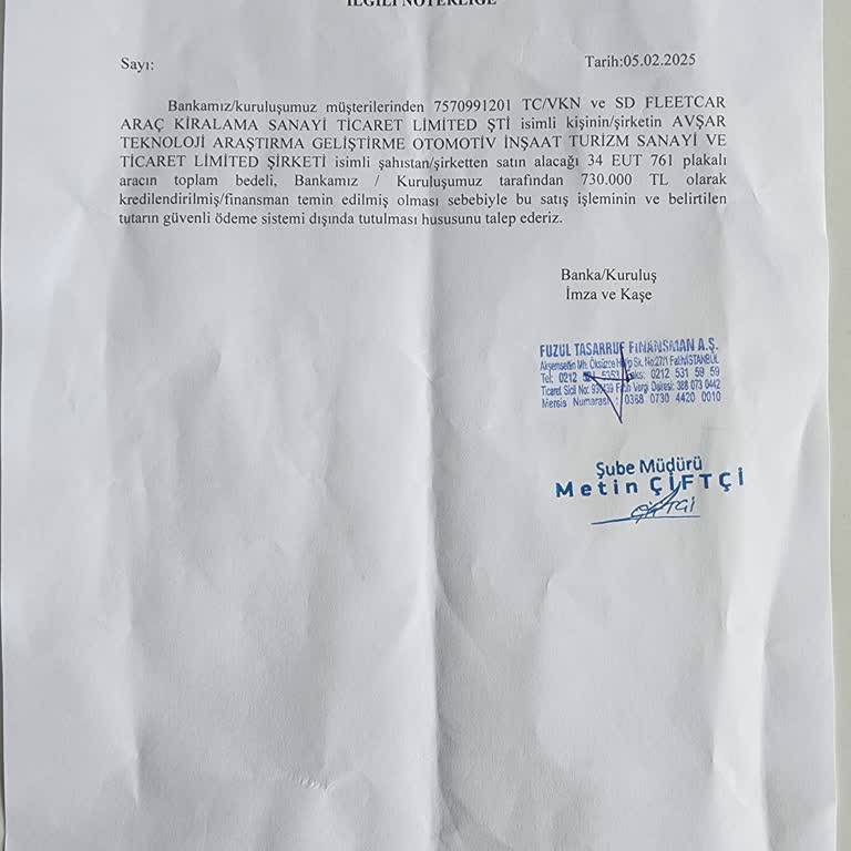 Fuzul Otomotiv'de Teslimat Ve Kefil Sorunları