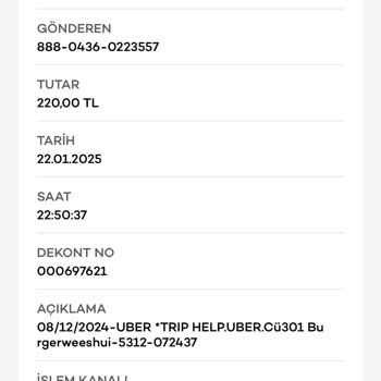Uber'den Para İadesi Ve İletişim Sorunu