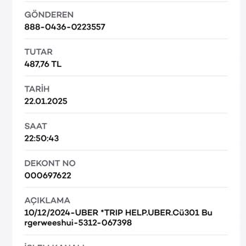 Uber'den Para İadesi Ve İletişim Sorunu