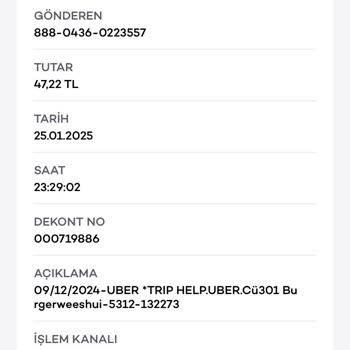 Uber'den Para İadesi Ve İletişim Sorunu