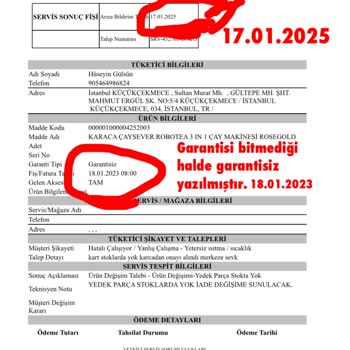 Karaca'dan Alınan Çay Makinesi Arızaları Ve Çözüm Süreci Sorunları