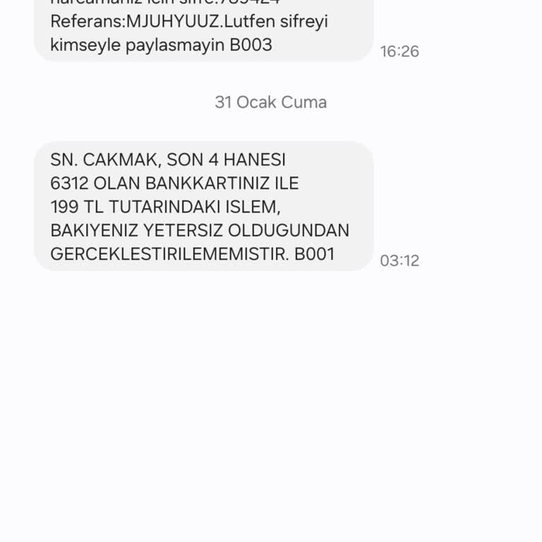 Bilinmeyen İşlem Ve Yetersiz Bakiye Sorunu