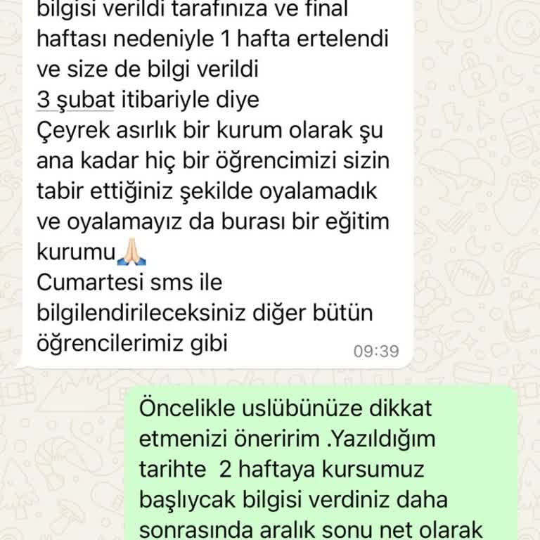 Beşiktaş Akademik Dil Okulları'nda Sürekli Ertelenen Kurs Ve Saygısız İletişim