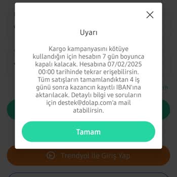 Dolap Uygulamasında İptal Edilen Sipariş Ve Askıya Alınan Hesap Sorunu