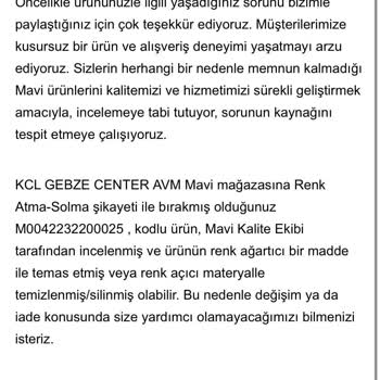 Mavi Jeans Ürün Kalitesi Ve Müşteri Hizmeti Hayal Kırıklığı