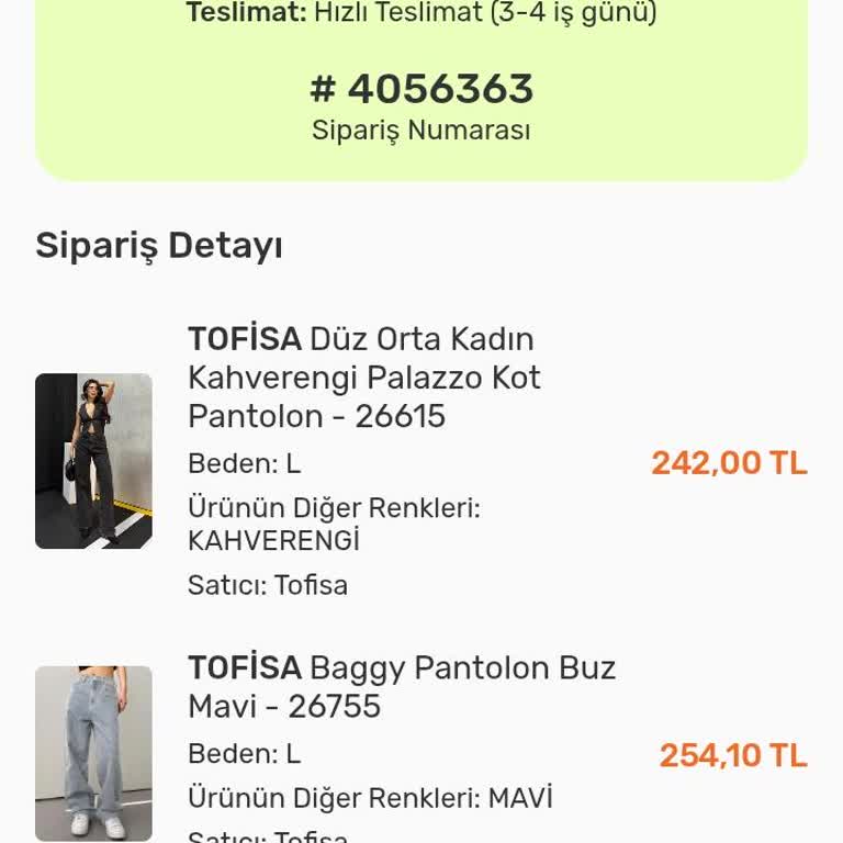 Tofisa'dan Alınan Pantolonların Beden Sorunu Ve Değişim Talebi!