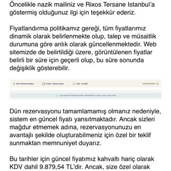 Rixos Tersane Otelinde Fiyat Tutarsızlığı Ve Müşteri Memnuniyetsizliği