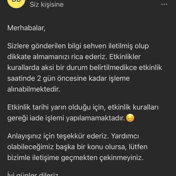 Yanlış Etkinlik Satın Alımında İade Ve Değişim Sorunu