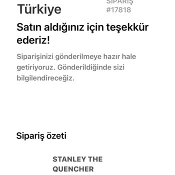 Stanley Termos Siparişim Kargolanmadı