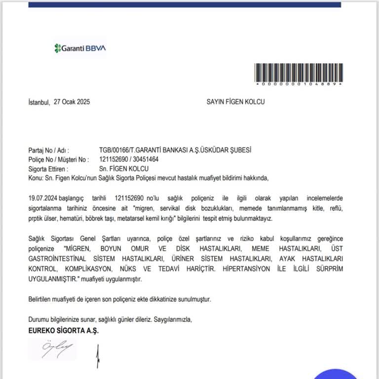 Eureko Sigorta'nın Eksik Kapsamlı Hizmetleriyle Hayal Kırıklığı