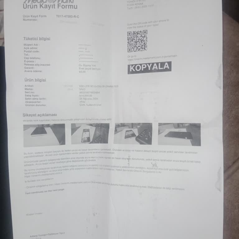 Vivo V30 Line Telefonun Ekran Sorunu Ve Haksız Ücret Talebi