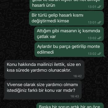 Vivense'den Aldığımız Mobilyalar Tamamlanmıyor!