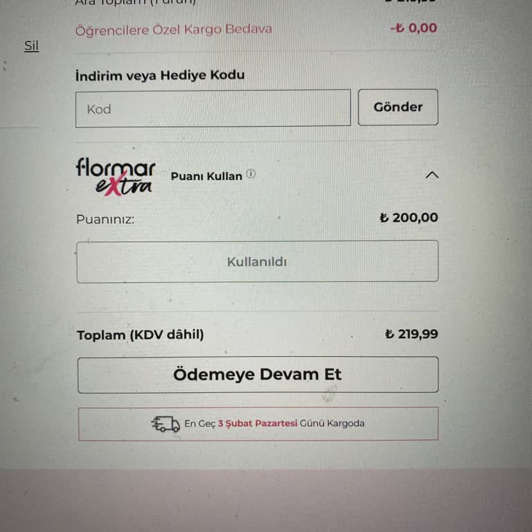 Flormar Extra Puan Kullanım Sorunu