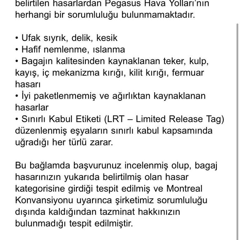 Valiz Hasarı Ve Sorumluluk Reddi: Pegasus'un Cevabı Şaşırtıyor