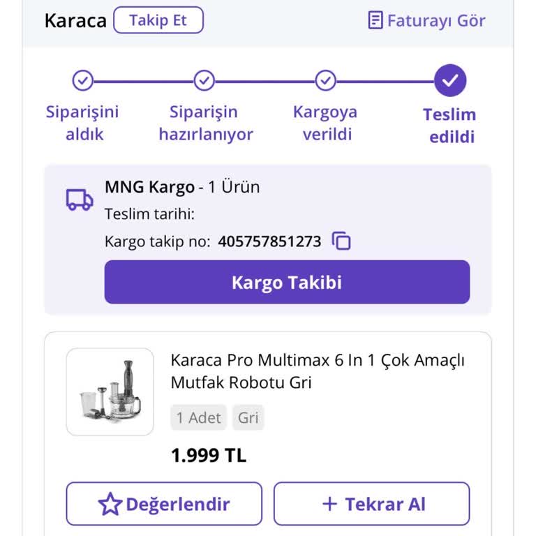 Karaca Züccaciye Pro Multimax Mutfak Robotu Teslim Edilmedi