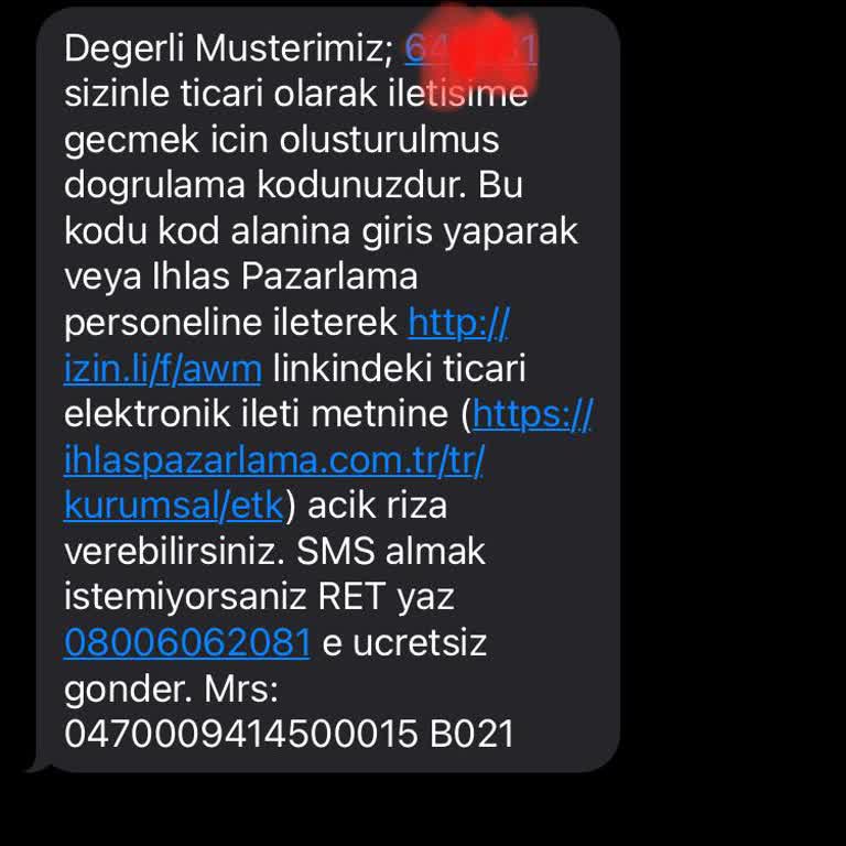İstenmeyen Doğrulama Kodu: İhlas Pazarlama Yanıltması