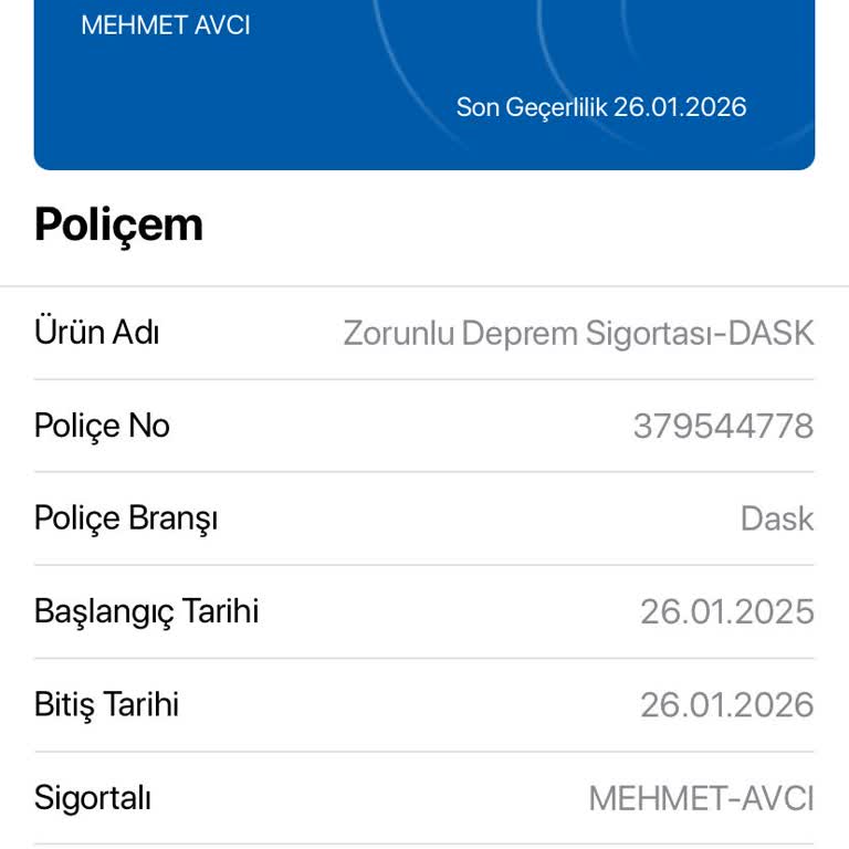 Adıma Yapılan DASK Poliçesi İçin Acil Çözüm Bekliyorum