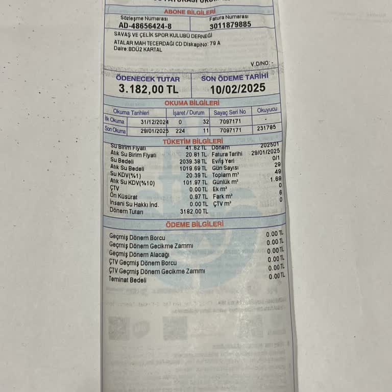 Su Faturasında Yanlış Hesaplama Ve İletişim Sorunu