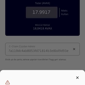 Trumore Uygulamasında AVAX Coin Çekim Sorunu