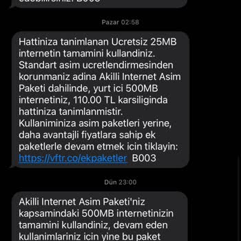İnternet Kullanımında Haksız Aşım Ve Ek Paket Sorunu
