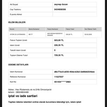 Yanlış Fatura Ödemesi Ve Yüksek İşlem Ücreti