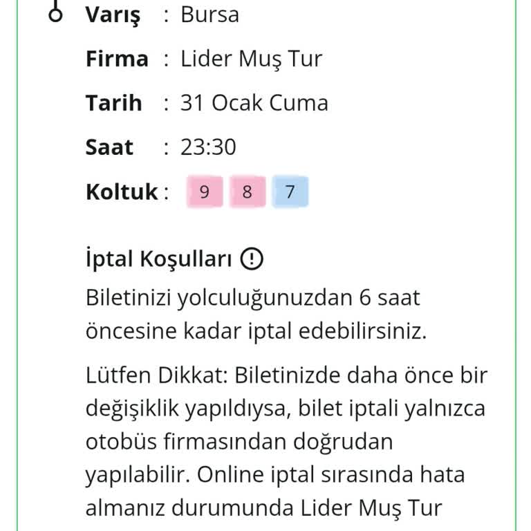 Koltuk Numarası Değişikliği Şoku