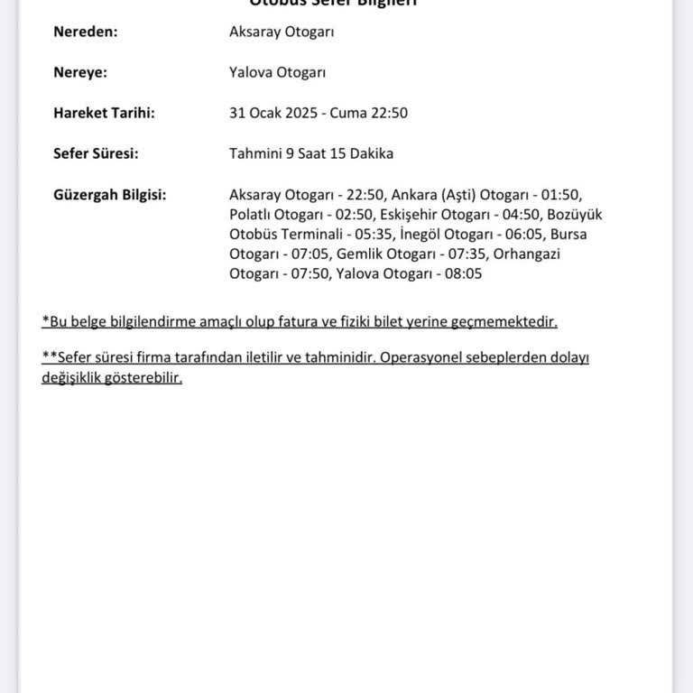 Aktarmasız Seferde Yaşanan Sorun Ve İletişim Eksikliği